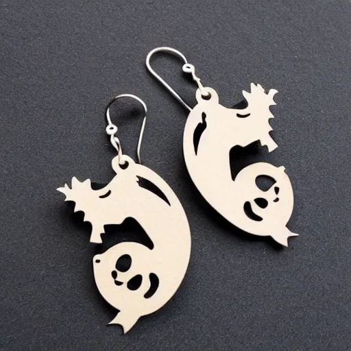 Prompt: 2d lasercut dinosaur earrings, popular on artstation, popular on deviantart, popular on pinterest