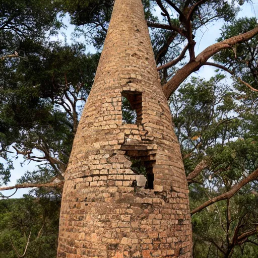 Image similar to eagle sitting on top of zimbabwe conical tower ruins, wide angle