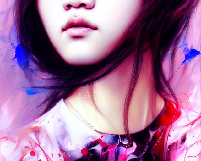 Image similar to jisoo from blackpink, portrait, highly detailed, deep focus, elegant, digital painting, smooth, sharp focus, illustration, ultra realistic, 8 k, art by karol bak and agnes cecile