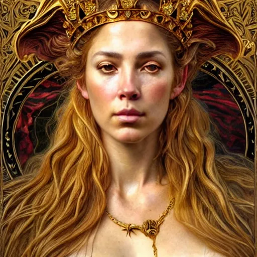 Prompt: highly detailed portrait of a majestic lioness queen in the form of a beautiful woman. d & d, art by donato giancola and evelyn de morgan and eugene delacroix and ruan jia and carl larsson. trending on artstation, intricate details, energetic composition, golden ratio, concept art, illustration, elegant art, global illuminaition