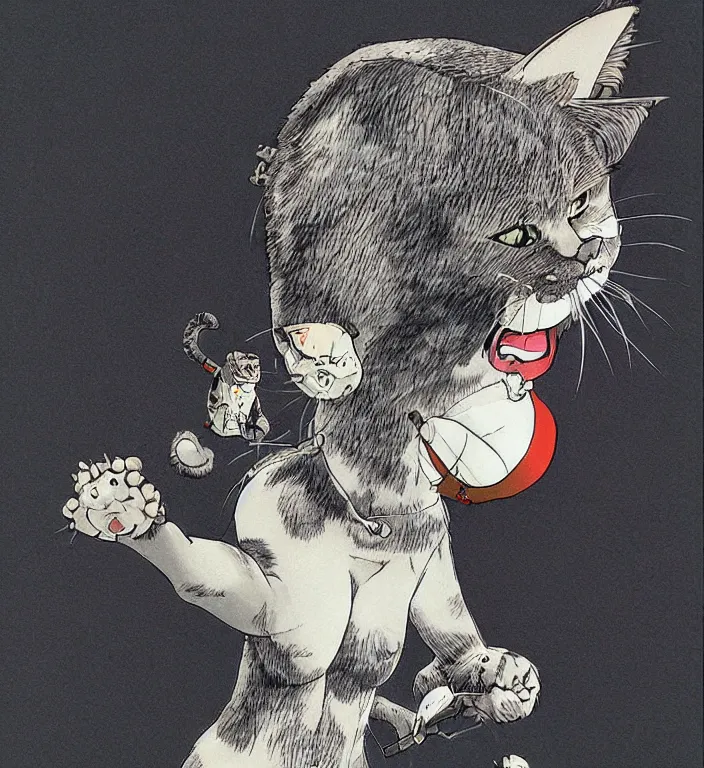 Image similar to anthropomorphic female cat by katsuhiro otomo