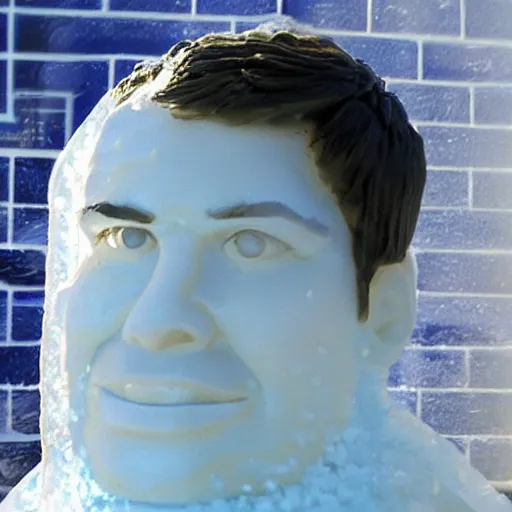 Prompt: jim halpert ice sculpture