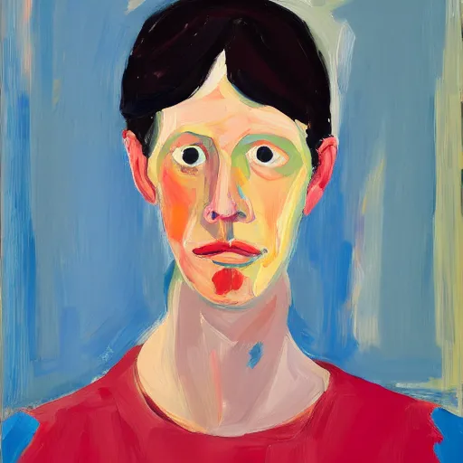 Image similar to a portrait a very ordinary person, by Chantal Joffe, abstract oil painting, anatomically correct, beautiful perfect face, large brushstrokes, sharp focus, Highly Detailed