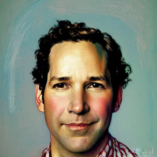 Prompt: Paul Rudd portrait painted by Norman Rockwell