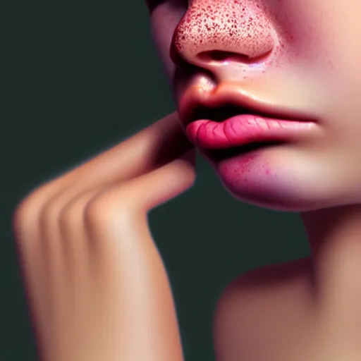 Prompt: beautiful hyperrealism hyperdetailed selfie of a cute young woman, flushed face, red blush, light freckles, puffy lips, soft features, 8 k, sharp focus, art by irakli nadar
