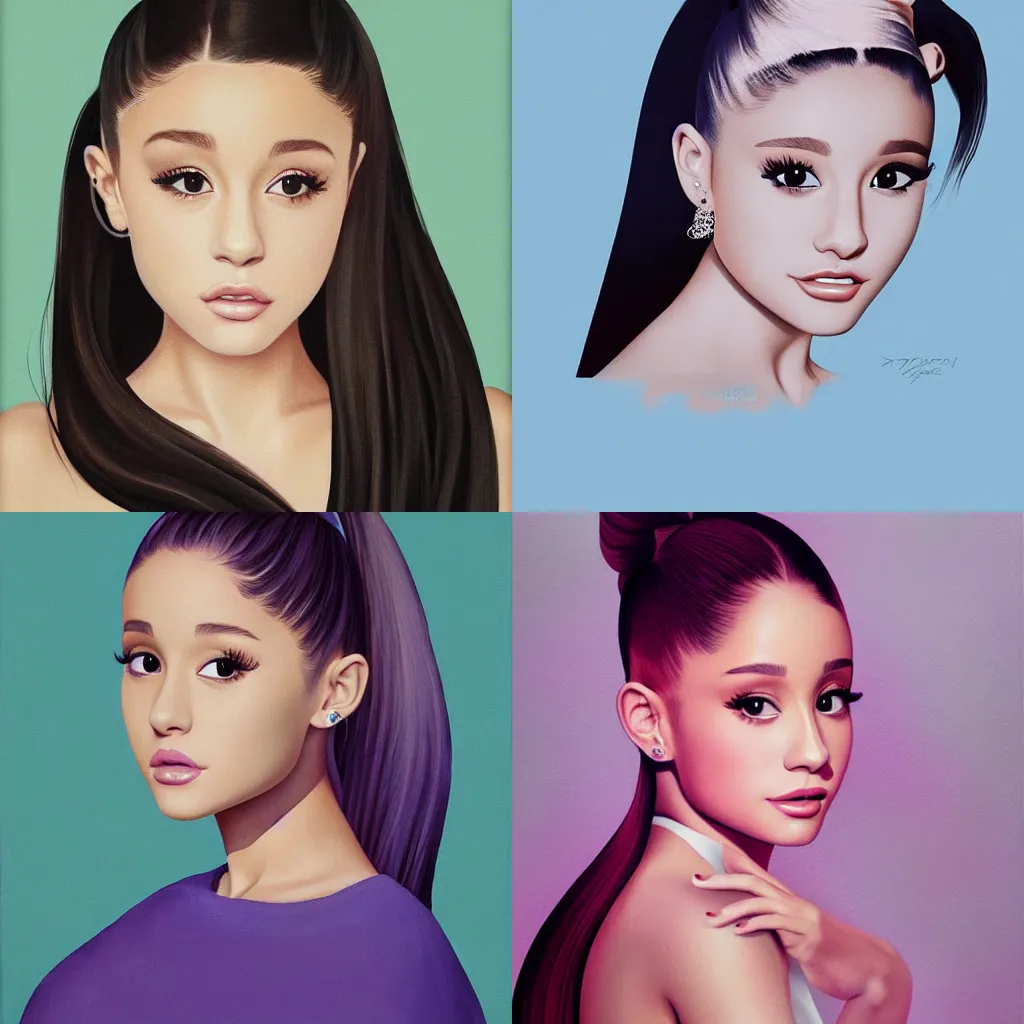 Prompt: painting of Ariana Grande by Hsiao-Ron Cheng