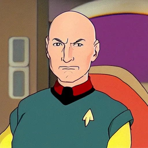 Image similar to captain picard in star trek : the next generation, studio ghibli