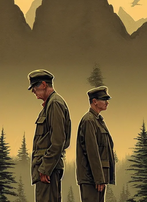 Image similar to twin peaks movie poster art, portrait of a vietnam war scene, from scene from twin peaks, clean, simple illustration, nostalgic, domestic, highly detailed, digital painting, artstation, concept art, smooth, sharp focus, illustration, artgerm, donato giancola, joseph christian leyendecker, wlop