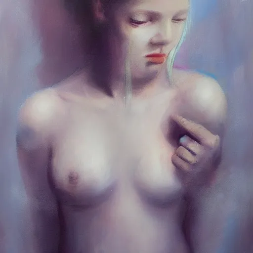 Image similar to what depression looks like, oil painting, heart, pale colors, high detail, 8 k, wide angle, trending on artstation,