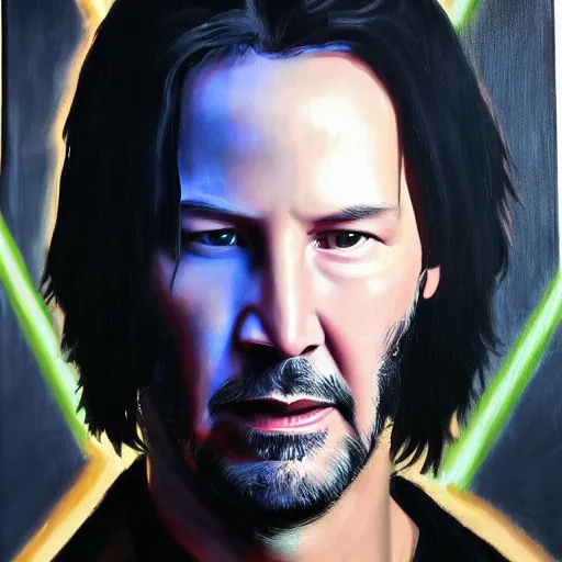 Prompt: Keanu Reeves as a Jedi in Star wars, oil painting, 4K
