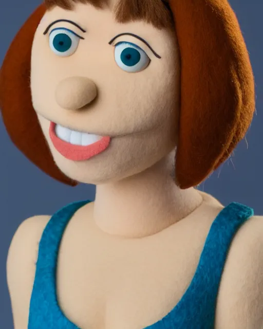 Prompt: erin hannon as a muppet. highly detailed felt. hyper real photo. 4 k.