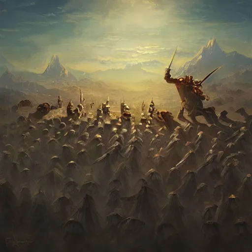 Image similar to a jessica rossier painting of a phalanx of ashigaru mice influenced by brian froud