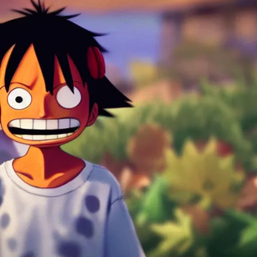 Prompt: a cinematic film still from a 2022 Pixar movie About Luffy from one piece, in the style of Pixar, shallow depth of focus