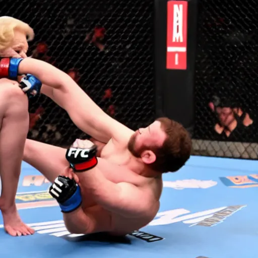 Prompt: betty white fighting in the ufc octagon