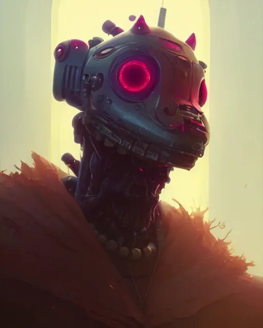 Prompt: highly detailed vfx portrait of a character of a monster robot, stephen bliss, unrealengine, greg rutkowski, loish, rhads, beeple, makoto shinkai and lois van baarle, ilya kuvshinov, rossdraws, tom bagshaw,