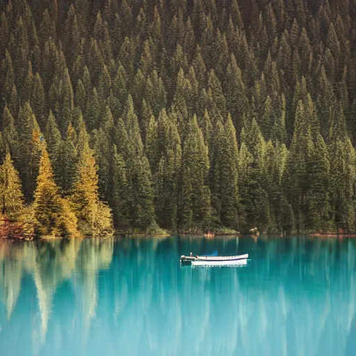 Prompt: A serene photo of a mountain blue lake and a boat, OM-D E-M5 Mark III | M.Zuiko Digital ED 12–40mm F2.8 PRO | 1/50sec | F9 | ISO64