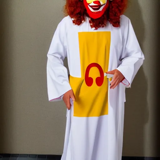 Image similar to Ronald mcdonald wearing a thobe