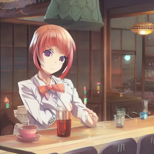 Anime girls, lemonade, waitress, cafe, sunlight, windowsill, Anime, HD  wallpaper | Peakpx
