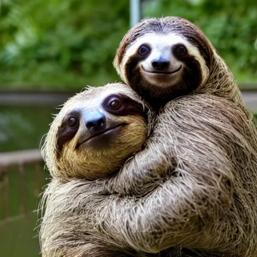 sloths cuddling