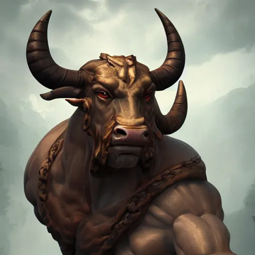 Prompt: the god of bulls,human, artstation