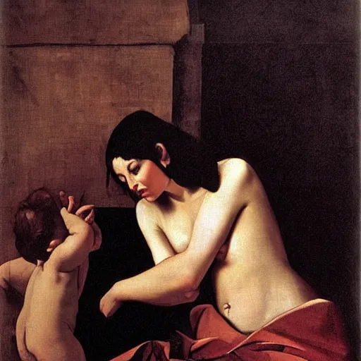 Image similar to dream beautiful woman after a swim by caravaggio