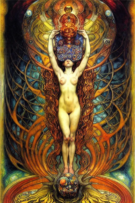 Image similar to Divine Chaos Engine by Karol Bak, Jean Delville, William Blake, Gustav Klimt, and Vincent Van Gogh, symbolist, visionary