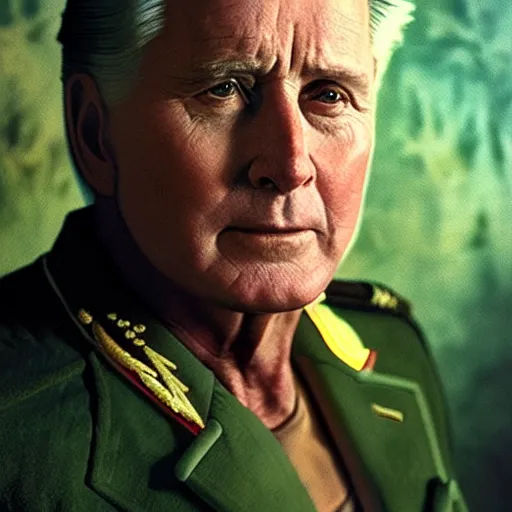 Image similar to a portrait of martin sheen portraying captain willard in apocalypse now cinematic lighting, photorealistic, octane render, 8 k, depth of field, 3 d, art by artgerm and greg rutkowski and alphonse mucha and uang guangjian and gil elvgren and sachin ten