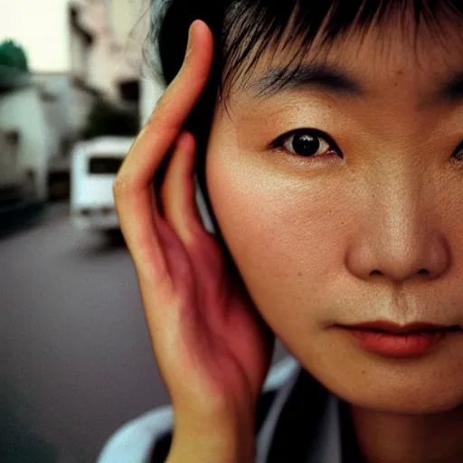 Prompt: photograph of a japanese woman, photograph by steve mccurry