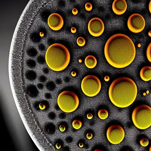 Image similar to close up photo of petri dish with a fungal cultures under the microscope, smooth, sharp focus, unreal engine 5, bokeh, hyperrealism, vray