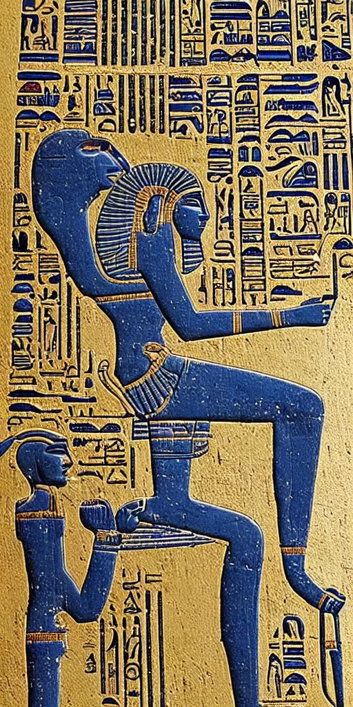 Image similar to egyptian hieroglyph blueprints to a spaceship