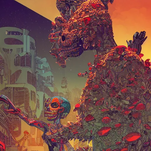 Prompt: modern, gnoll, highly detailed vfx scene, global illumination, by james jean and moebius!! and artgerm and liam brazier and victo ngai and tristan eaton. detailed, vector art, digital illustration, concept art, dia de los muertos,, hdr