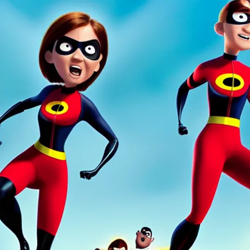 Prompt: helen parr halfway through dividing via mitosis, the incredibles 2, pixar official media, cinematic render