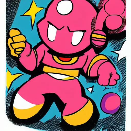 Image similar to kirby in the style of jack kirby, official concept art