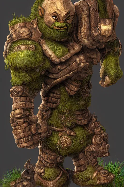 Image similar to zelda fantasy art giant golem troll wood rock greeble gemstone, global illumination ray tracing hdr fanart arstation by sung choi and eric pfeiffer and gabriel garza and casper konefal