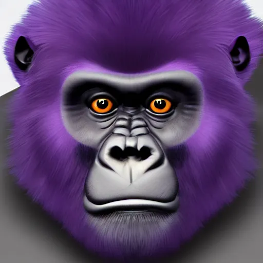 Image similar to a digital artwork of a purple fur gorilla wearing a black suit, trending on artstation