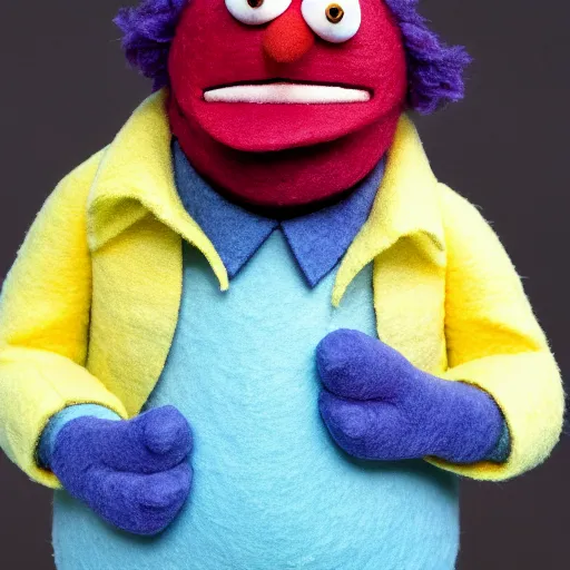 Image similar to tony soprano as a muppet from sesame street. highly detailed felt. hyper real photo. 4 k.