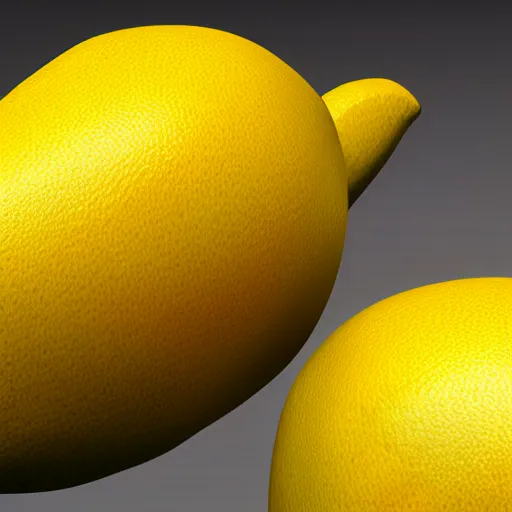 Image similar to a high quality render of a low poly lemon,