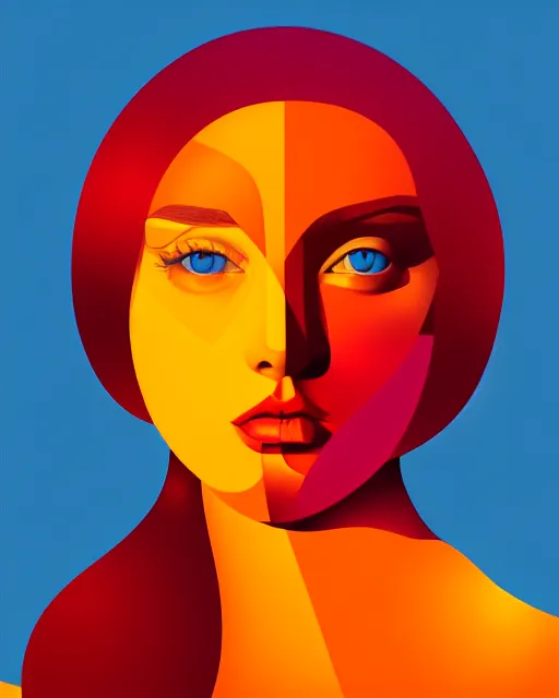 Prompt: girl artwork by victor vasarely, golden hour, illustration, highly detailed, simple, no jagged lines, smooth, artstation