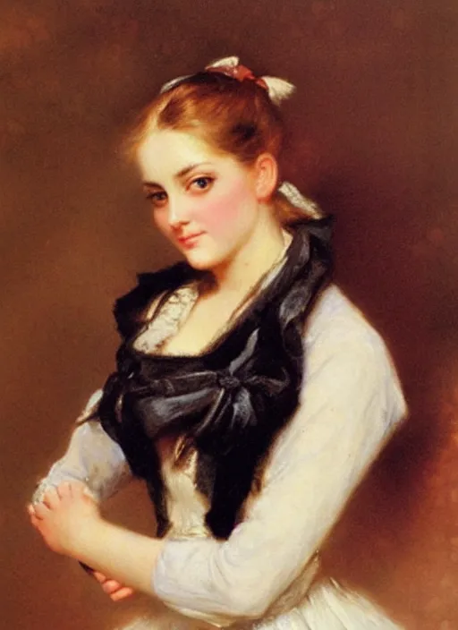 Prompt: a portrait of a pretty young lady by adolf hiremy - hirschl