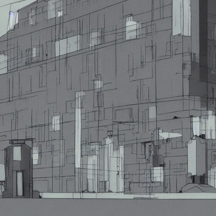 Image similar to a building in a serene landscape, serial experiments lain