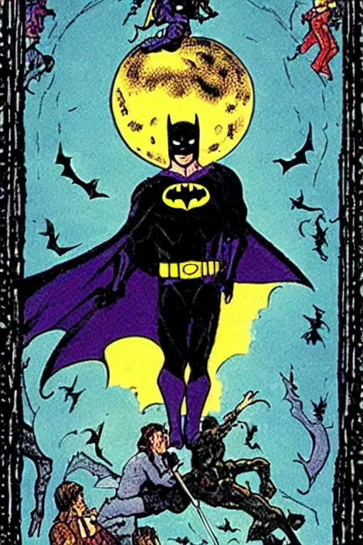 Prompt: batman on a tarot card, horror