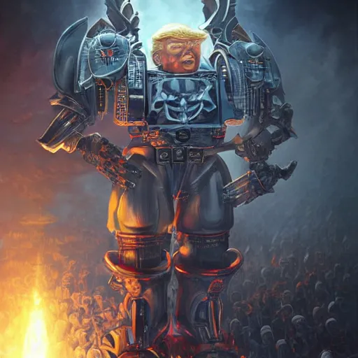 Prompt: donald trump as the emperor of humanity from warhammer 40k made by stanly artgerm lau wlop rossdraws james jean andrei riabovitchev marc simonetti