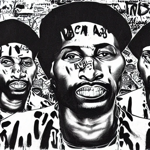 Image similar to 2Pac, Oakland graffiti, The Black Panthers in the style of Digital underground, hyper realistic, high detail