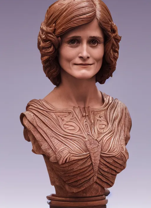 Prompt: high intricate bust of an young margot kidder [ 1 9 7 0 ] from superman movie carved from wood in baroque style, studio light, maria panfilova, andrea savchenko, mike kime, ludovic plouffe, qi sheng luo, oliver cook, trending on artstation