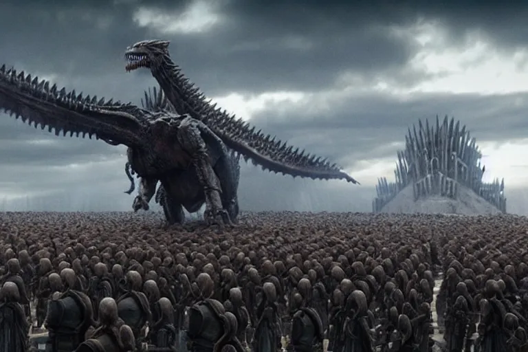 Image similar to vfx film, game of thrones robot army, flat color profile low - key lighting award winning photography arri alexa cinematography, big crowd, hyper real photorealistic cinematic beautiful, atmospheric cool colorgrade