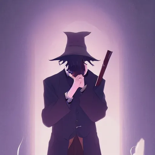 Image similar to J.R.R. Tolkien smoking his pipe and looking scholarly as Gandalf, ambient lighting, 4k, anime key visual, lois van baarle, ilya kuvshinov, rossdraws, artstation