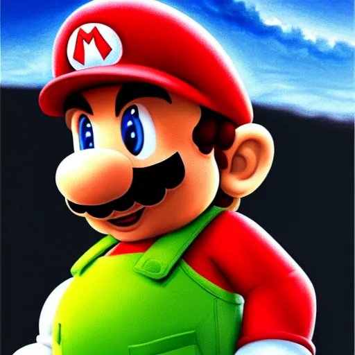 Image similar to an ultra - realistic portrait painting of mario from super mario bros in the style of alex ross. 4 k. ultra - realistic. highly detailed. epic lighting.