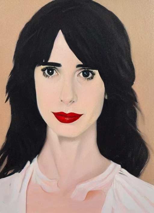 Image similar to oil painting portrait of emma roberts krysten ritter, by agnes lawrence pelton