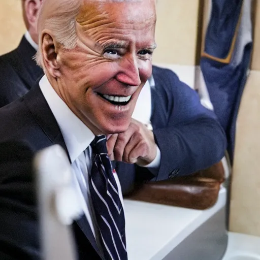 Image similar to joe biden falling off a urinal