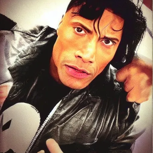 Prompt: dwayne the rock johnson michael jackson hybrid